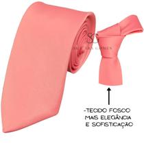 Gravata Coral Tecido Fosco para Padrinhos e Eventos Casamento