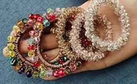 Gravata de cabelo DORIS & JACKY Crystal Elastic Bead Ponytail Holder x5