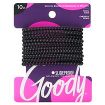 Gravata de cabelo GOODY Nonslip preta de 4 mm para cabelos médios, 10 unidades