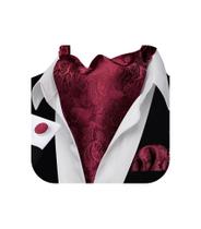 Gravata de seda Ascot Set Barry.Wang Burgundy com lenço