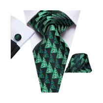 Gravata De Seda Verde Escura Para Homens Elegante Hi-tie Noivo Gravata De Casamento Bolso Quadrado