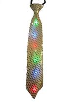 Gravata Dress Up America Sequin com luzes LED piscantes douradas