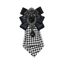 Gravata Feminina Artesanal Xadrez Preto Com Detalhes Diamante Estilo Versátil Escuro Para Uniformes Gravata Feminina Artesanal Xadrez Preto Com Detalhes Diamante Estilo Versátil Escuro Para Uniformes