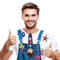 Gravata Festa Junina + Remendo Retalho Cola e Descola 5 unidades Kit Temático