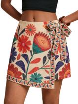 Gravata floral feminina Skorts Floerns Beach Vacation Bege Gravata floral feminina Skorts Floerns Beach Vacation Bege