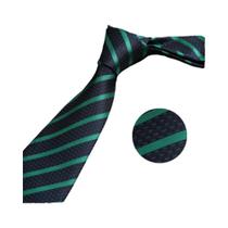 Gravata Masculina Verde Escura De 8CM Com Padrão Xadrez De Bolinhas E Listras, Tecido Jacquard De