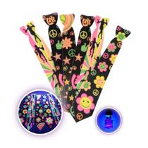 Gravata Neon Para Festas Brilha Luz Negra - Kit 20 Unidades