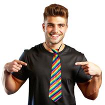 Gravata Rainbow Arco-Íris LGBT - Festa Fantasia Cosplay: Nó Pronto Regulável