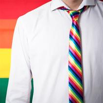 Gravata Rainbow Arco-Íris LGBT - Festa Fantasia Cosplay: Nó Pronto Regulável - Party Tie