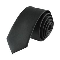 Gravata Skinny Preta Masculina 5cm - Poliéster, Seda e Jacquard