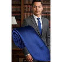 Gravata Social Azul Marinho Slim Riscada Elegante