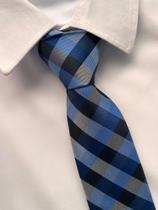 Gravata Xadrez Semi Slim Azul Premium