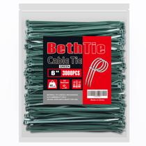 Gravatas com zíper BethTie 3000 peças 3 mm, verde escuro, 15 cm, 18 kg, elástico