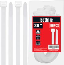 Gravatas com zíper BethTie White 36 cm, pesadas, 250 libras, pacote com 60