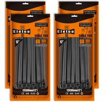Gravatas com zíper Eletoo 30 cm pretas pesadas (pacote com 400) 227 kg