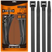 Gravatas com zíper Eletoo 60 cm pretas, pesadas, pacote 120, 500 kg