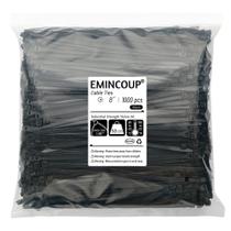 Gravatas com zíper EMINCOUP, pacote de 1000 polegadas, pretas, 22,68 kg, elásticas