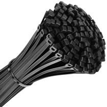 Gravatas com zíper Fomuson 200 unidades de 20 cm, nylon preto 6/6, 18 kg de resistência