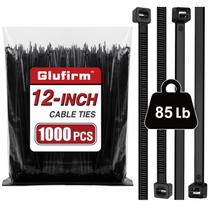 Gravatas com zíper Glufirm Heavy Duty de 12 polegadas (30 cm), pacote com 1000 unidades pretas