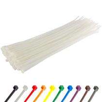 Gravatas com zíper GTSE 14 cm brancas/transparentes, pacote com 100 unidades, 22,68 kg de nylon resistente Gravatas com zíper GTSE 14 cm brancas/transparentes, pacote com 100 unidades, 22,68 kg de nylon resistente