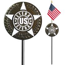 Grave Marker Anley US Veteran com bandeira americana de 86 cm de altura