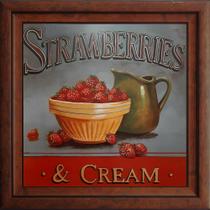 Gravura Coleção Cozinha Strawberries & Cream 45 x 45 cm