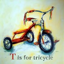 Gravura Infantil T Is For Tricycle 30 x 30 cm