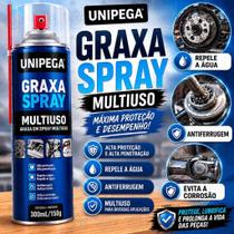 Graxa spray unipega 300ml / 150g - lubrificante multiuso antiferrugem - proteção contra água Graxa spray unipega 300ml / 150g - lubrificante multiuso antiferrugem - proteção contra água