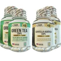 Green Tea 60 Caps + Centella Asiatica 60 Caps 500Mg 4 Potes - Lider Vendas
