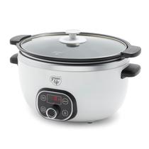 GreenLife Cook Duo Healthy Ceramic Nonstick 6QT Slow Cooker, PFAS-Free, Temporizador Digital, Peças Seguras para Lava-louças, Branco