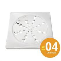 Grelha Abre e Fecha Inox Banheiro Quadrada 15x15cm Kit 04 un