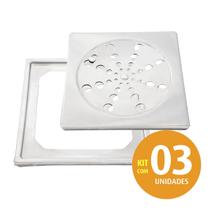 Grelha Abre Fecha+Porta Grelha Quadrada 15x15cm Inox Kit03Un