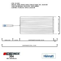 Grelha Aço Inox Dupla Legumes ,Peixe ,Carnes Cabo Madeira Revestido em Alumínio 25X50Cm