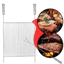 Grelha Aramada Plana Inox 50x60cm Churrasco Peixe Parrilla Grill Costela Carne Cabo Madeira Alumínio Churrasqueira Sob Medida Alvenaria Portátil Grelha Aramada Plana Inox 50x60cm Churrasco Peixe Parrilla Grill Costela Carne Cabo Madeira Alumínio Churrasqueira Sob Medida Alvenaria Portátil