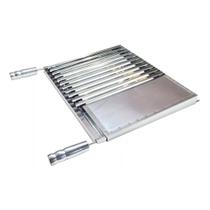 Grelha Argentina Inox Com Chapa Auxiliar Para Hamburguer 50x50