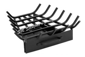 Grelha C/ Gaveta De Canto Para Lareira Ferro Preto 44x32x32 Cm