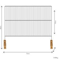 Grelha Churrasco Aço Cromado 68x72cm - Área Útil 30x72cm com Cabo de Madeira