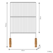 Grelha Churrasqueira 50x43cm Aço Cromado Cabo de Madeira