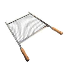 Grelha Churrasqueira Em Tela Goyana Aço Inox 40x40 Cabo Madeira Grelha Churrasqueira Em Tela Goyana Aço Inox 40x40 Cabo Madeira