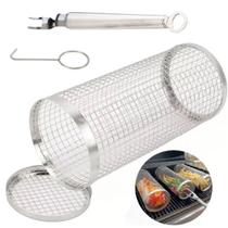 Grelha Cilindro 20,5cm Drum Grill Tambor Para Legumes Vegetais Pão de Alho Churrasco