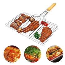 Grelha De Churrasco De Abrir E Fechar Linguiça Peixe Frango