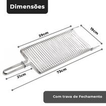 Grelha Dupla 73cm Para Churrasqueira Abre Fecha Aço Anticorrosão Peixe Frango Linguiça Churrasqueira Grelha Dupla 73cm Para Churrasqueira Abre Fecha Aço Anticorrosão Peixe Frango Linguiça Churrasqueira