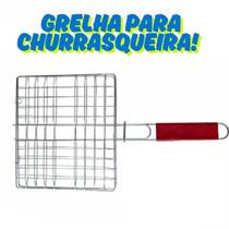 Grelha Dupla Abre e Fecha Churrasco Carne Frango Linguiça Legumes Peixes Aço Inox Portátil Assar