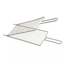 Grelha Dupla De Inox Abaulada Para Churrasqueira Churrasco Carnes Frango Peixe