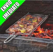 Grelha Dupla Inox Para Churrasco Carnes Peixes Aves