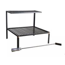 Grelha em Aço Carbono Parrilla Rústica Barra Chata 45cm Atiçador de Fogo