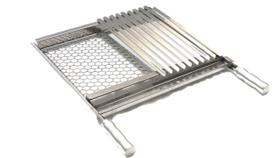 Grelha Em Inox Dupla Argentina E Moeda Churrasco 60Cm Larg