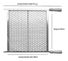 Grelha em tela Moeda Inox Para Churrasco 65x48cm