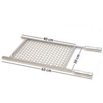 Grelha em Tela Moeda Pantheon em Aço Inox - 30 X 40 - Cabo de Alumínio Cód: 920-1A