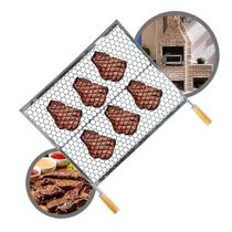 Grelha Especial Inox Moeda 40X45 Para Churrasco Cabo Madeira - Gudim